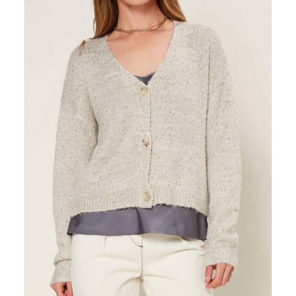 NEW CURRENT AIR soft sequined cardigan in beige